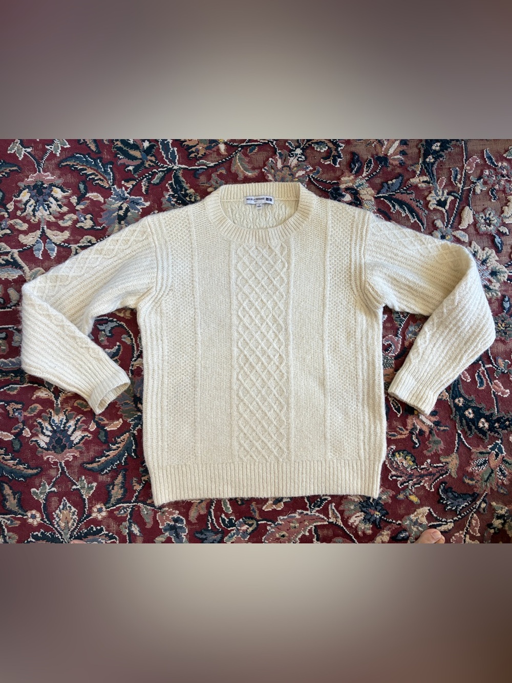 Ines de la Fressange x Uniqlo Ivory Cable-Knit Crewneck Fisherman’s Sweater S